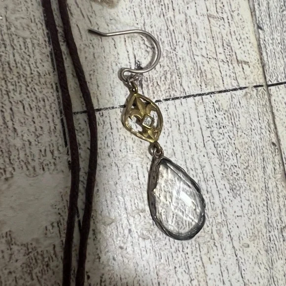 Silpada Raindrop Sterling Silver Brass Glass Charm Necklace/Earrings  N2341 - Picture 5 of 8